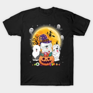 Sheep Dog Dog Mummy Witch Moon Ghosts Happy Halloween Thanksgiving Merry Christmas Day T-Shirt